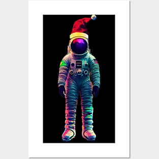 Astronaut With Christmas Hat Posters and Art